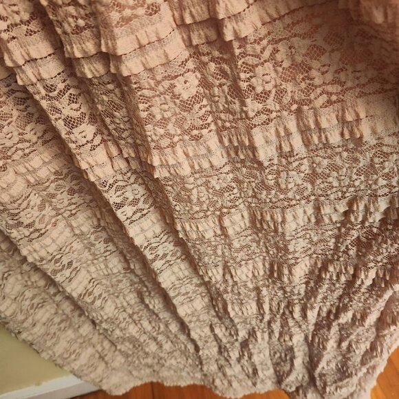 Cynthia Rowley Neutral Beige Stretch Lace Spaghetti Strap Maxi Dress Size 14 - Picture 4 of 6